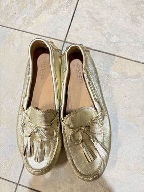 Coach Metallic Gold Tassel Driving Shoes